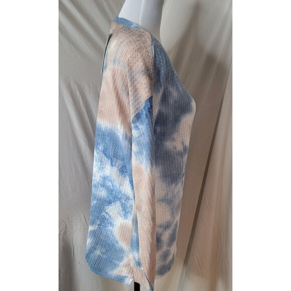 Tint & Shadow Womens Small Crew Neck Long Sleeve Waffle Knit Tie-Dye Top NWT - Picture 2 of 8